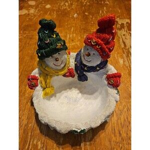 Snowman Candy Dish Christmas Holiday Decor Heavy Winter Festive Table Decoration
